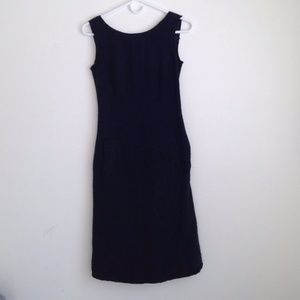 Vintage Moschino Cheap and Chic tweed boucle ribbon trim low back sheath dress